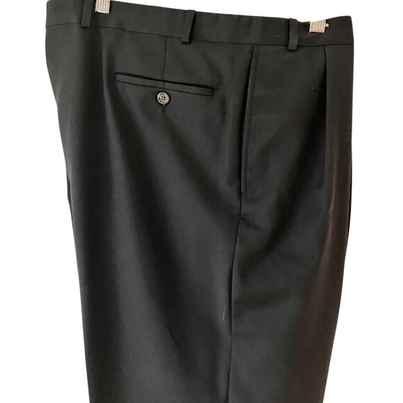 Lauren Ralph Lauren Mens Black 100% wool pleated with cuff pants Size 42/32 - Picture 10 of 15